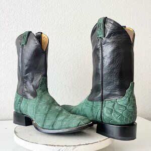 NEW Rod Patrick Mens Cowboy Boots 13.5AAA Green Alligator Western French Toe